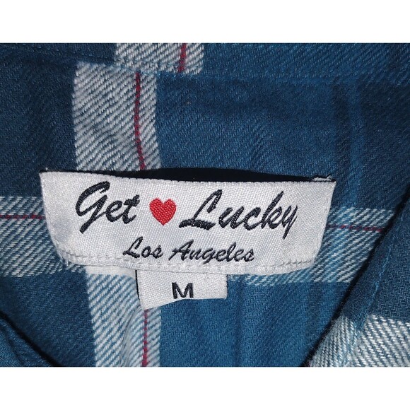 Get Lucky Los Angeles Lightweight Flannel Women's Medium Blue Plaid NEW w/ TAGS - Picture 3 of 5
